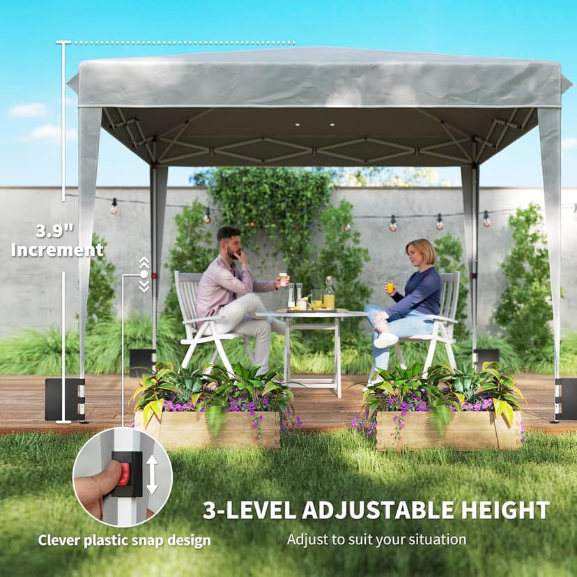 Outsunny 10 x 10 ft Pop Up Canopy Tent with Sidewalls, UPF50+ Outdoor Portable Instant Canopy Shelter with Carry Bag, Sandbags, Adjustable Height for Parties, Events, Camping, Light Gray