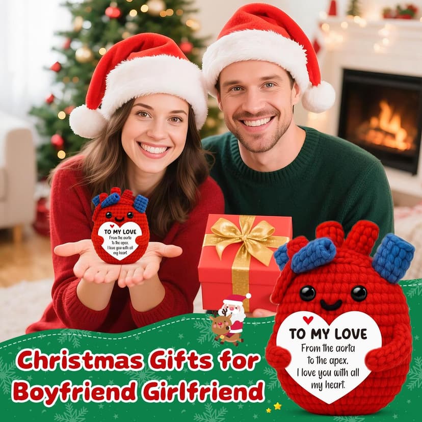 Crochet Heat Christmas Valentines Day Stocking Stuff Gifts for Girlfriend,Wedding Romantic Long-Distance I Love You Gifts for Girlfriend Gf,Anniversary Birthday Gifts for Girlfriend