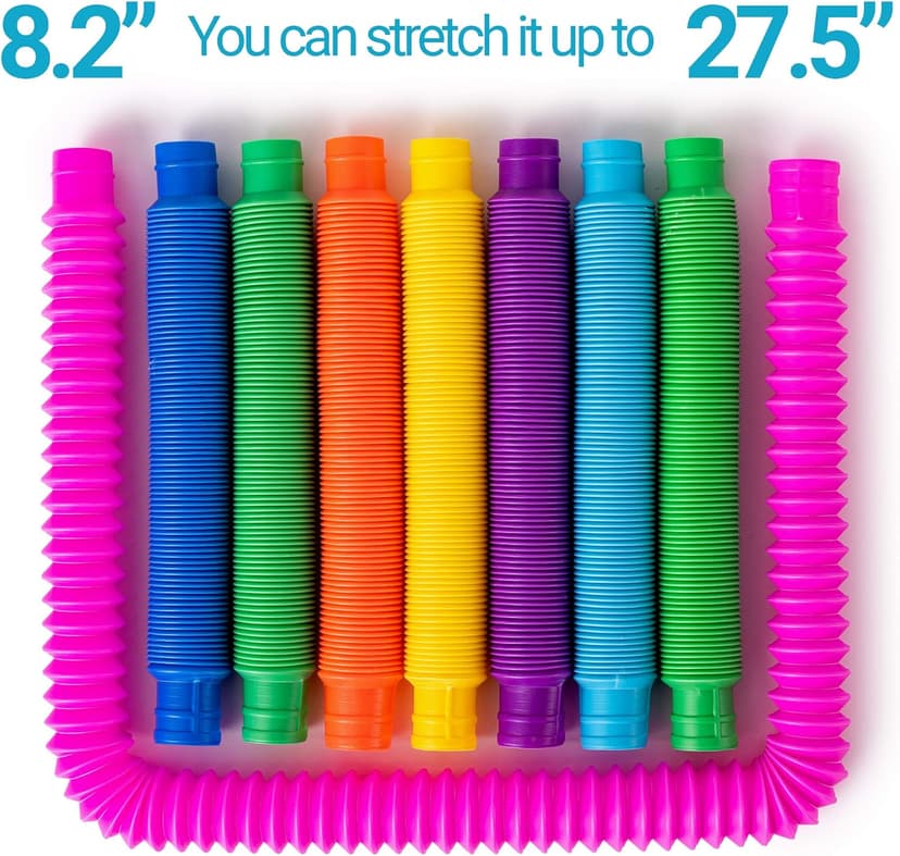 Nutty Toys Pop Tubes - Sensory Toys - Endless Creativity & Fun for Kids and Toddlers |8 Pack Large| - Connect & Pop! Top ADHD Autism Fidget 2025, Best Boy & Girl Christmas Stocking Stuffers Gift Idea