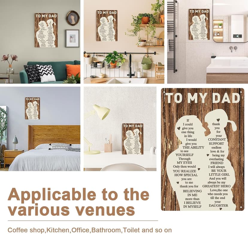 Gifts for Dad from Daughter Wife,12x8Inch Metal Tin Sign Novelty Vintage Plaque Decorative Gifts for Dad Husband,Meaningful Christmas Anniversary Birthday Father's Day Presents for Daddy Stepfather