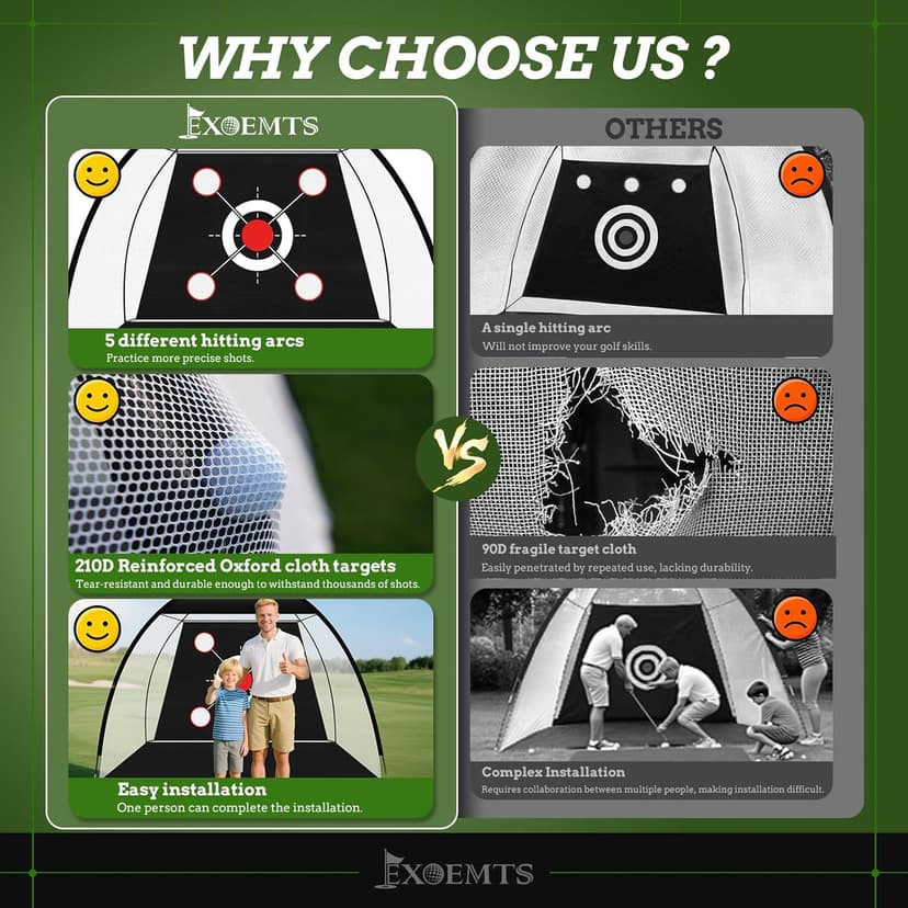 Golf Net 10x7FT with Tri-Turf Mat, Ball, Target & Bag, All-in-One Golf Practice Hitting Net for Backyard Driving, Chipping & Swing, Indoor Outdoor Training Aid, Gift for Men Dad Him Golfer