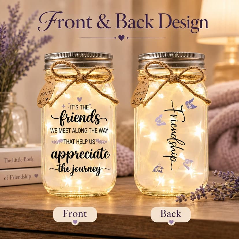 Birthday Gifts for Friend Women, Christmas Thanksgiving Gift for Her and Long Distance Friends Best Friend Gift for Women, Friendship Gifts for Women, Mason Jar Light B0H3JZHMVG