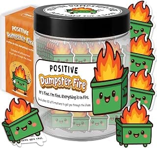 Emotional Supports Dumpster Fire Jar, 60 Positive Affirmation Cards, Dumpster Fire Desk Accessories, Thank You Retirement for Women Men Farewell Going Away Gifts for Coworkers Chaos Coordinator Office B0F898K73X