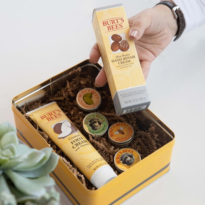 Burt's Bees Back To School Gifts Ideas - Classics Set, 6 Products in Giftable Tin – Cuticle Cream, Hand Salve, Lip Balm, Res-Q Ointment, Hand Repair and Foot Cream
