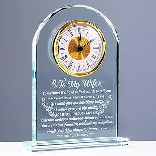 Gifts for Wife Romantic Anniversary Birthday Gift Ideas, Glass Clock to My Wife from Husband for Valentine's Day Christmas Mother's Day Crystal I Love You Keepsake Home Decor