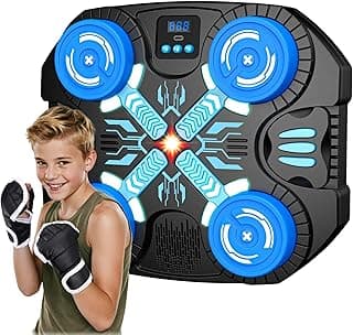 Boxing Machine with Music for Kids Sports Toy-3 Game Modes & 14 Levels, 4 5 6 7 8 9 10 Year Old Boy Girl Christmas Toys Birthday Gifts, Wall Mounted Bluetooth Punching Target with Scoring & Gloves
