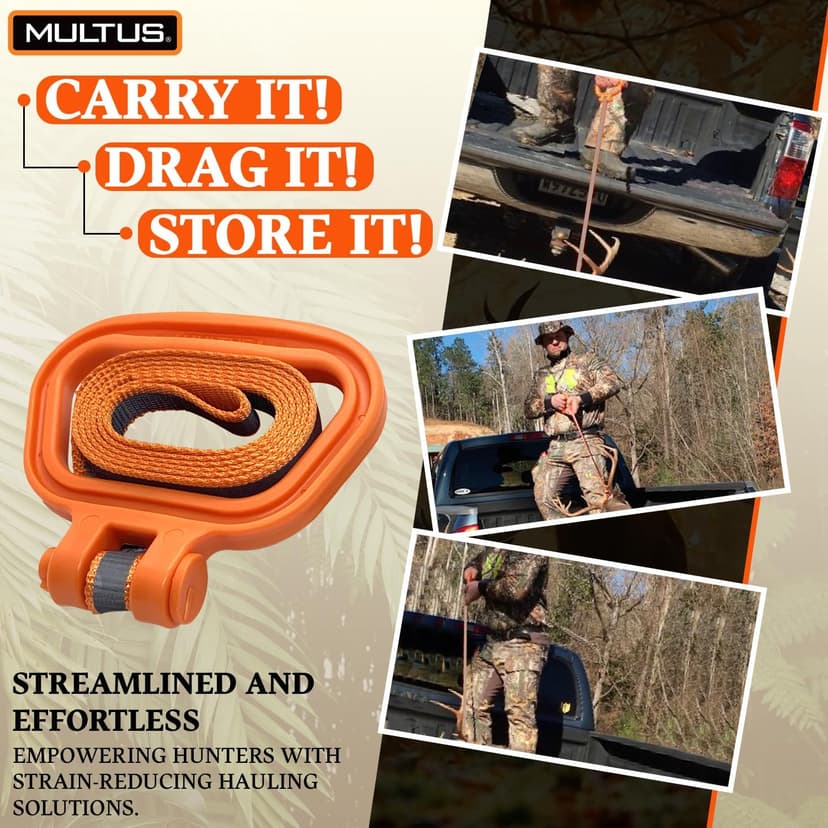 MULTUS Deer Drag Rope & Strap - Heavy Duty Deer Puller for Hunting - Unique Gifts for Hunters, Dad, Men Who Have Everything - Hunting Essentials & Accessories