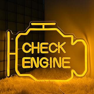 Check Engine Light Neon Sign for Man Cave Decor, LED Garage Wall Art, Funny Gifts for Dad & Car Guys, Man Cave Auto Repair Shop Mechanics Workshop Sign, USB Powered(15.7x11.8in,Yellow) B0BK972XV2