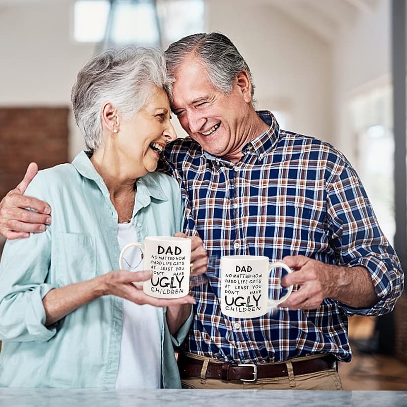 Unique Ceramic Cup Printed on Both Sides Personalized Christmas Birthday Father’s Day Presents for Dad Husband Stepfather Fathers Day Dad Gifts 11oz Funny Coffee Mug for Dad from Daughter Son Wife B09C8JJFL2