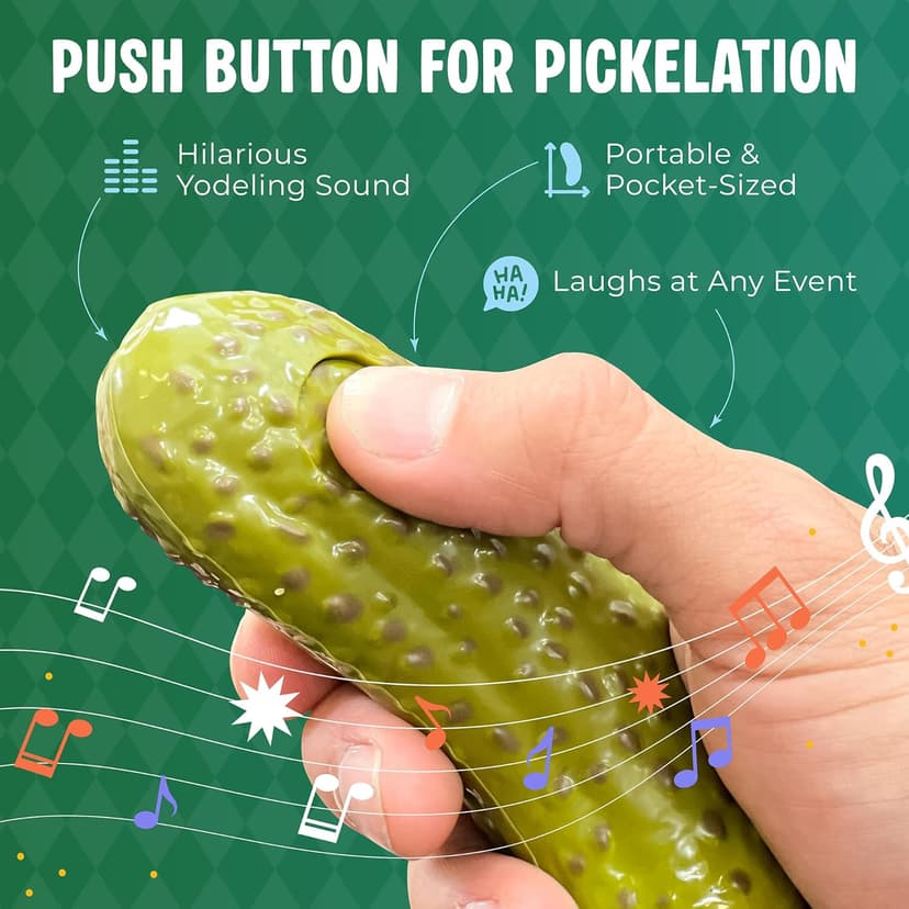 DR DINGUS Yodeling Pickle (1 Pickle) Sings Dill-lightful Musical Yodel Song - Hilarious Laughs - Singing Novelty Gag Gift for Friends Family Coworkers Office Students Classroom