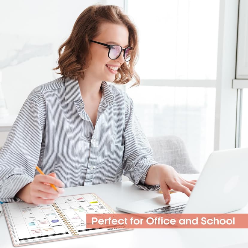 2026 Planner, Weekly and Monthly Calendar Planner, January 2026 - December 2026, Hardcover 2026 Calendar Book with Tabs For Women & Men, Inner Pocket, Spiral Bound, Perfect for Office Home School Supplies - A5 (6.3" x 8.5"), Pink