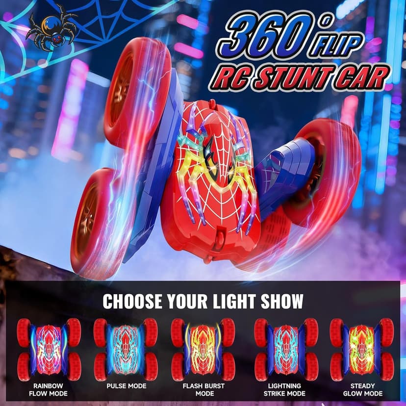 360°Flip Remote Control Car Toys for 3-12 Boy Toys, 4WD RC Cars Double-Sided with Glowing Hero Eyes & Legs, 2.4GHz Drift RC Stunt Race Car, Christmas Birthday Gifts for Boys Age 3 4 5 6 7 8 9 10 11 12