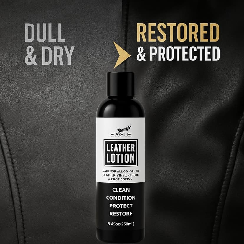Eagle Leather Jacket Conditioner- Leather Lotion with Cloth for Boots, Jackets, Purses, Handbags & Bags – Lanolin & Natural Oils to Clean, Condition, Restore & Protect All Leather Colors