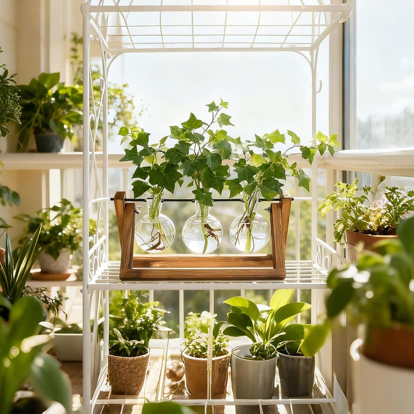Unique Gardening Birthday Gifts for Women Plants Lovers, Home Office Garden Decor Planter - 3 Bulb Glass Vases Renmxj Plant Propagation Station, Plant Terrarium with Wooden Stand B096VDR4TM