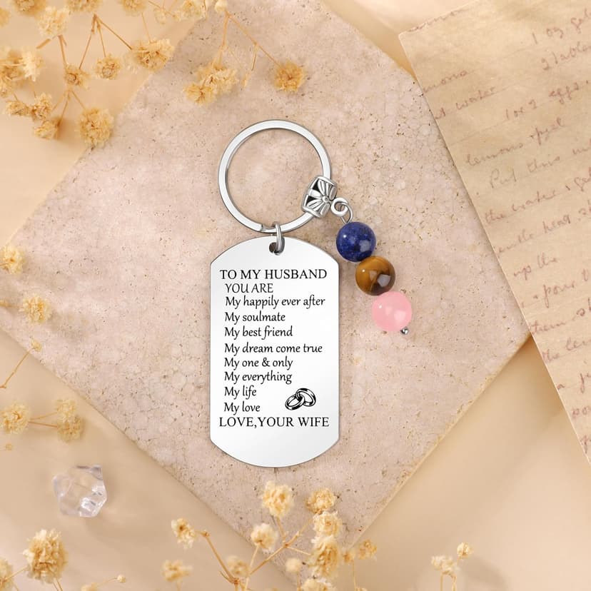 JoycuFF Keychain Gift for Women Christmas Birthday Gift for Best Friends Huaband Son Mom Stone Keychain