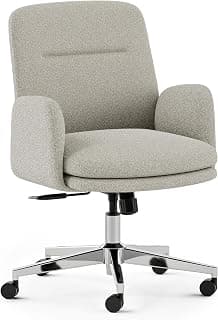 Branch Softside Mid Century Modern Office Chair, Boucle Fabric - Removable Arms with Luxury Cloud-Like Comfort - Adjustable Height - Integrated Lumbar Support - Oatmeal