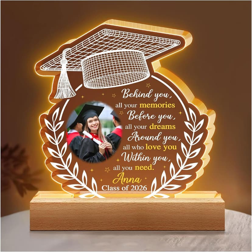 Hyturtle Personalized Graduation Night Light - Custom Photo Light Up Acrylic Plaque Lamp for Women - Inspirational Senior 2026 Graduation Gifts Her Him - College Grad Gifts - Graduation Gifts B0F291WN3G