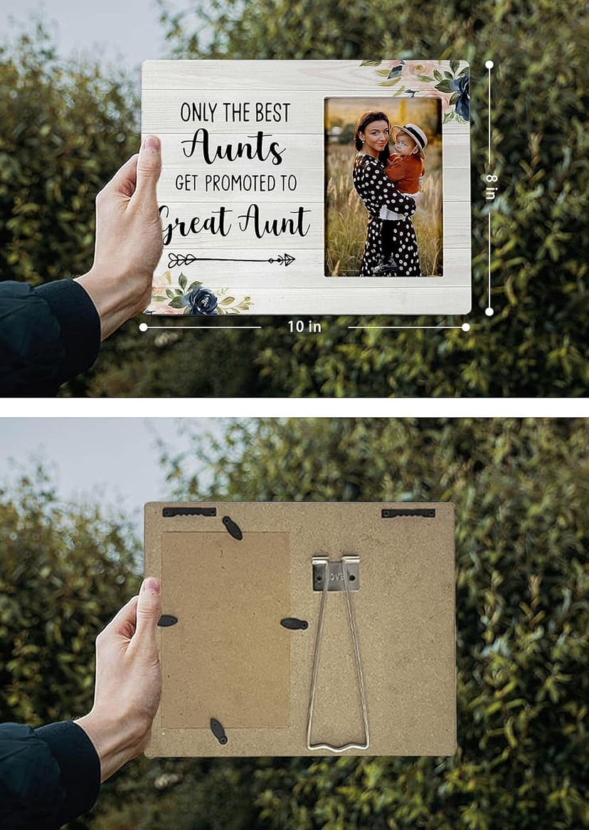 FONDCANYON Aunt Picture Frame, Only the Best Aunts Get Promoted to Great Aunt Picture Photo Frame, Pregnancy Announcements, Pregnancy Announcements for Family, 4x6 Picture Frame