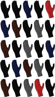 Winterlace 25 Pack Winter Gloves, Unisex Thermal Magic Glove Thick Knit Brushed Interior Bulk Bundle