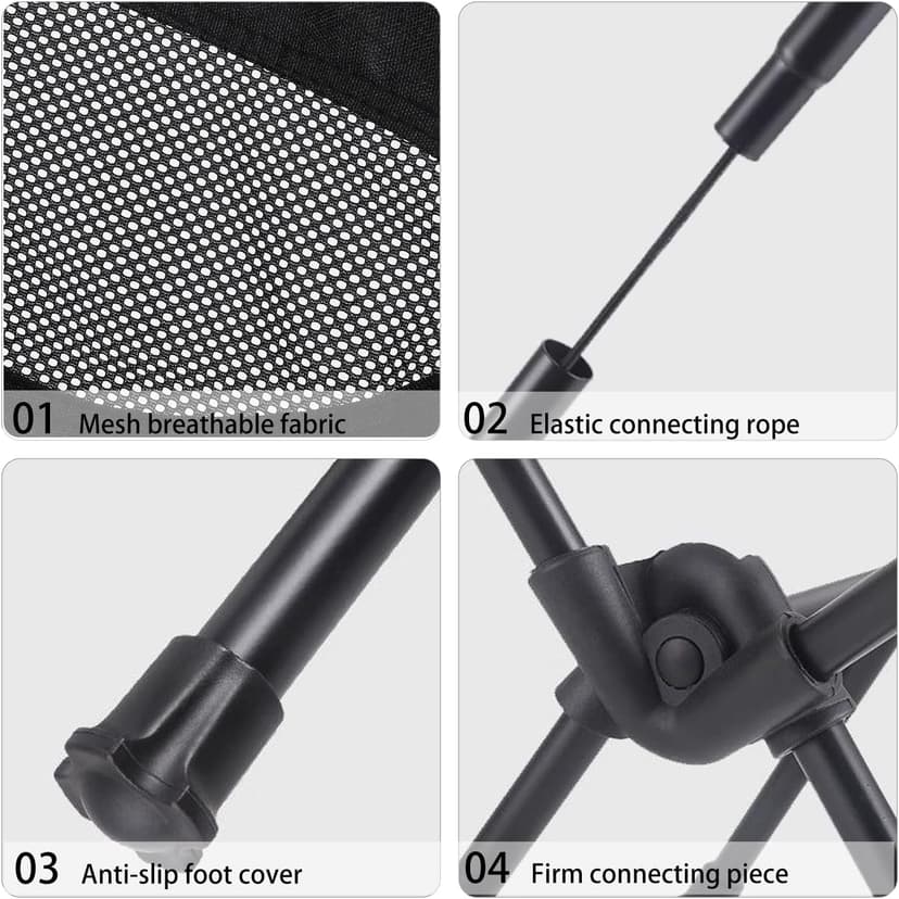 Wind Tour Portable Camping Chair Lightweight Foldable Outdoor Chair for Hiking Camp Backpacking Lawn Beach Fishing Picnic with Carry Bag (Black)