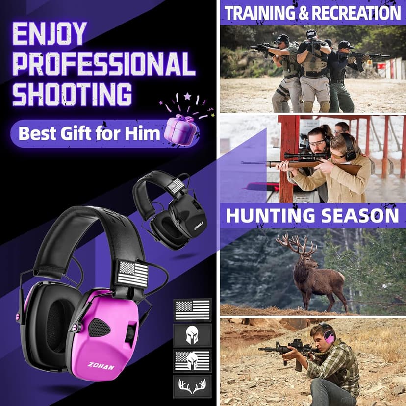 ZOHAN Electronic Shooting Earmuffs, Hearing Protection Shooters, NRR 23dB Noise Reduction Gun Range Ear Protection Headphones