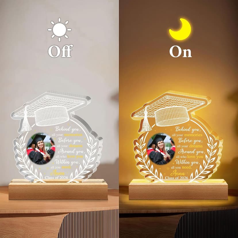 Hyturtle Personalized Graduation Night Light - Custom Photo Light Up Acrylic Plaque Lamp for Women - Inspirational Senior 2026 Graduation Gifts Her Him - College Grad Gifts - Graduation Gifts B0F291WN3G