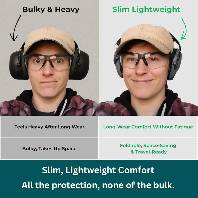 Pro For Sho 34dB Hearing Protection Ear Muffs – Highest NRR Compact Design Ear Protection for Loud Events & Sensory Use