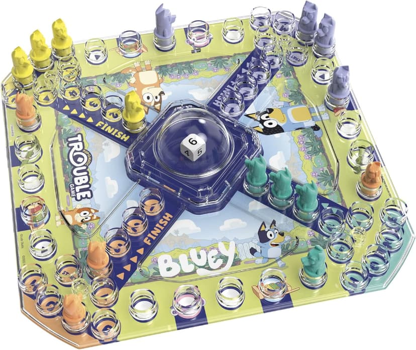 Hasbro Gaming Trouble: Bluey Edition Board Game for Kids, 2-4 Players, Race Bluey, Bingo, Bandit, or Chilli to The Finish, Ages 5 and Up (Amazon Exclusive)