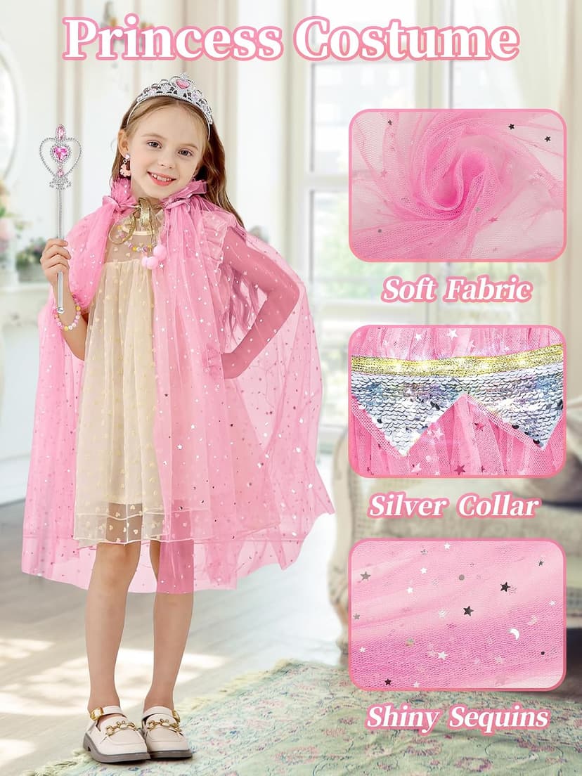 Toddler Dress Up Clothes with Accessories, Princess Toy for Kids Birthday Gift Light Up Princess Dress Up for Girls 3 4 5 6 Years Old B0F1N78G97