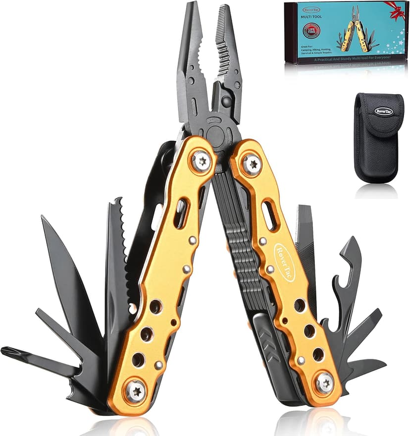 Gifts for Dad Husband Boyfriend Gifts for Him Unique Birthday Gifts for Men RoverTac 14 in 1 Multitool Pocket Knife Pliers Screwdrivers Saw Bottle Opener Perfect for Camping Survival Hiking Repairs B07Z8YGC12