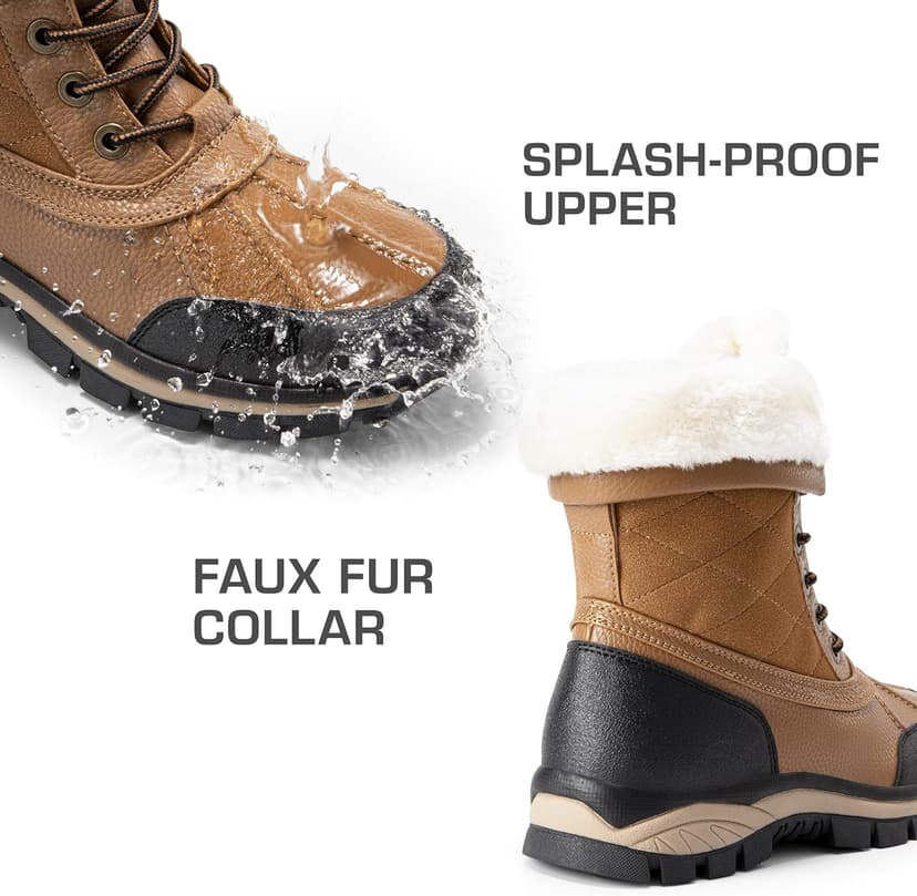 DREAM PAIRS Snow Boots for Women Waterproof Mid Calf Lace Up Duck Boots Warm Faux Fur FuzzyGo Bold Winter Boots for Outdoor