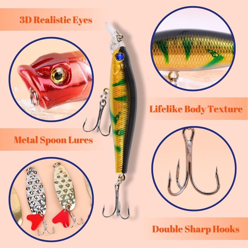 Advent Calendar Fishing Christmas Countdown - 24 Days Fishing Lures Set for Fisher Adult Men Teen Boys - 2025 Xmas Surprise Gift