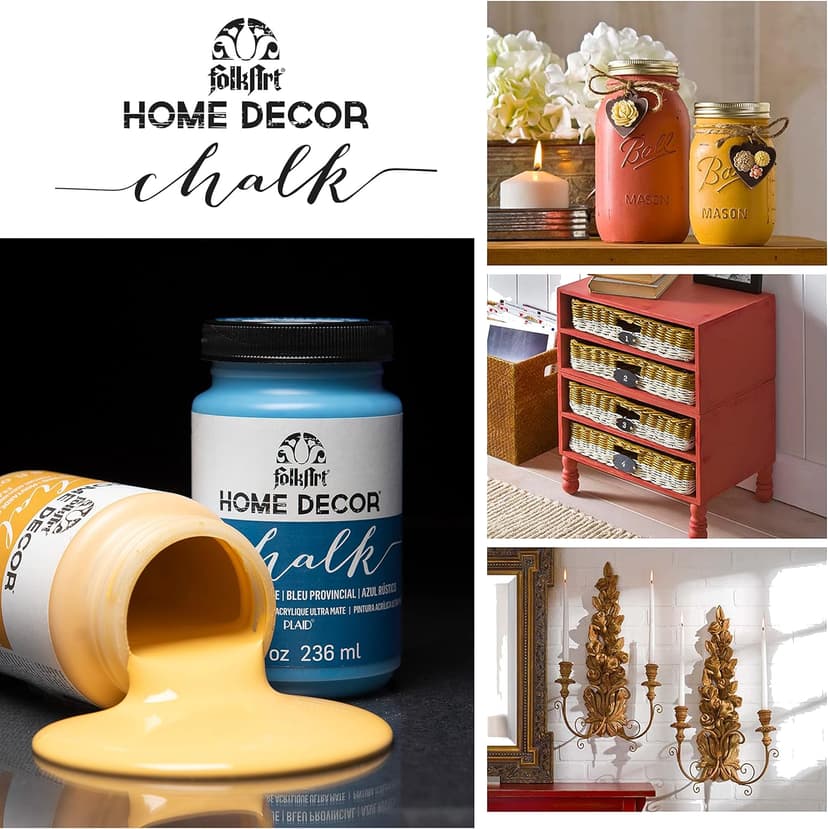 FolkArt Home Decor Chalk Furniture & Craft Acrylic Paint in Assorted Colors (8 Ounce), 34150 White Adirondack