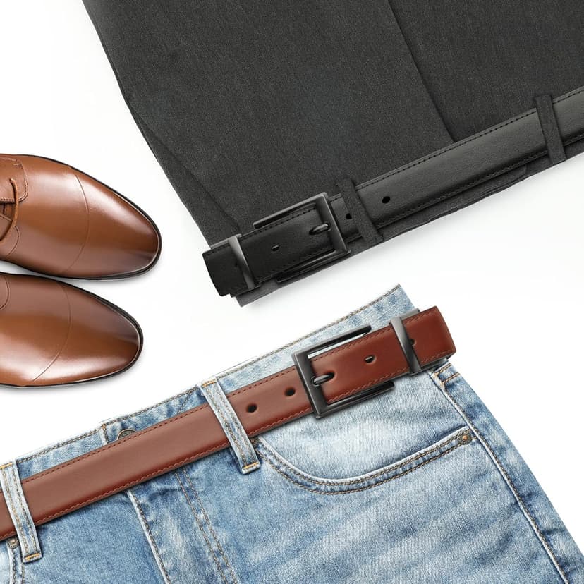 Lavemi Mens Belt Reversible 100% Italian Leather Dress Casual,One Reverse for 2 Colors,Trim to Fit