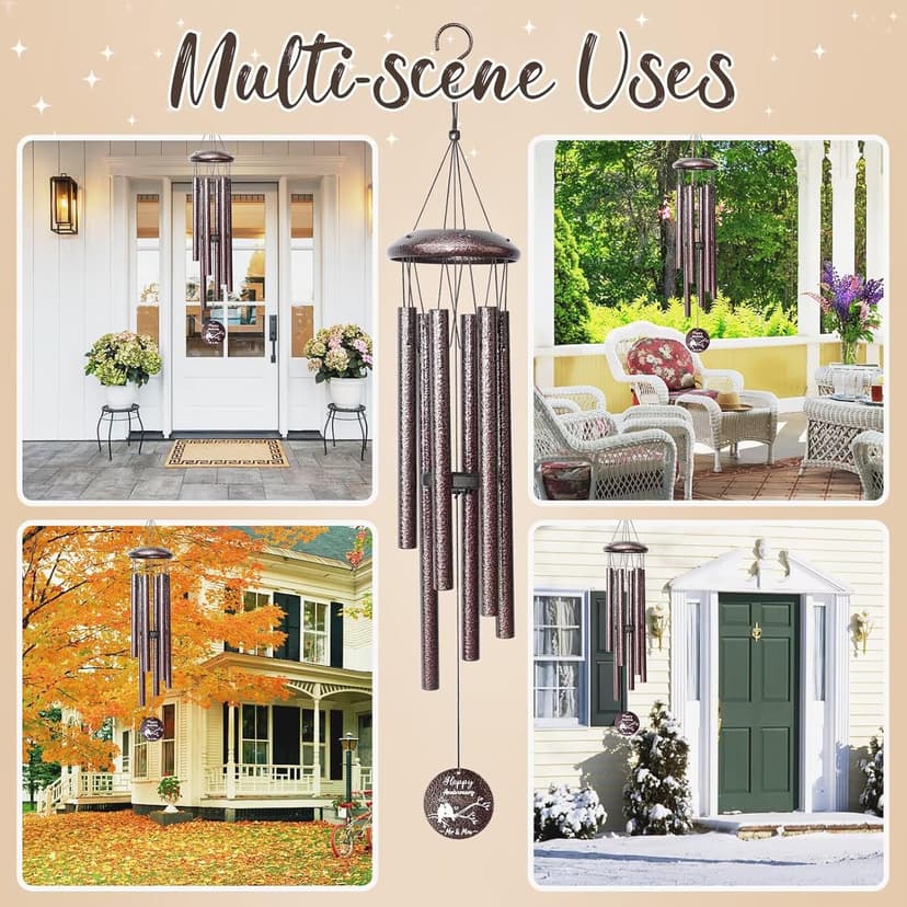 Anniversary Wind Chimes Gifts for Men Women, 25" Wind Chimes Romantic Gift for Couple, Parents, Wife, Husband, Friends, Happy Anniversary Decorations