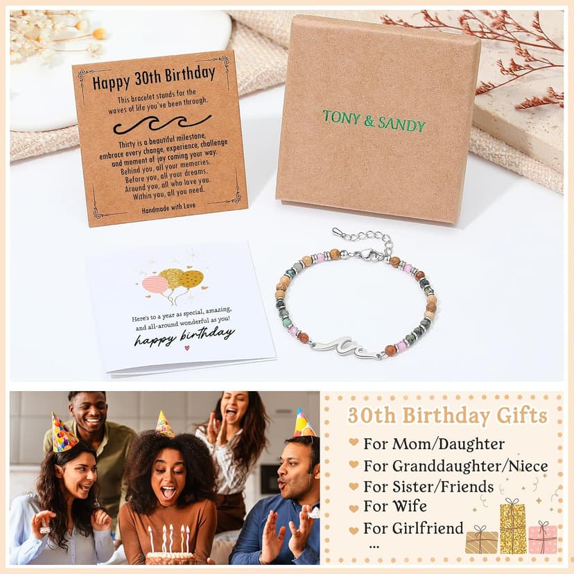 TONY & SANDY Friend Gifts for Women, Unique Birthday Gifts for Women, Sister Gift from Sister, Wave Bracelet, Christmas Stocking Stuffers for Woman Female, Bestie Friendship Bracelets B0FLY9MSD9