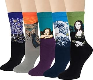 Soft Cotton, Crazy Artist Pattern, Classic Novelty Style, Versatile Hosiery, Birthday Gifts for Girl Lover, Fit Shoe Size 5-9 Chalier 5 Pairs Funny Socks for Women, Famous Painting Art Fun Socks B078K1Q14F
