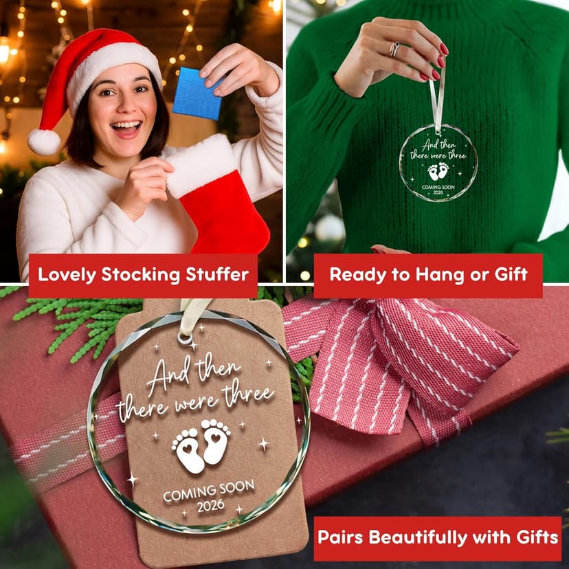 Gifts for Expecting Parents - Expecting Parents to Be Unique Gifts - Baby Pregnancy Announcement Gift Ideas for Husband, Family - Baby Ornament 2026 - Baby Pregnancy Announcement - Glass Ornament