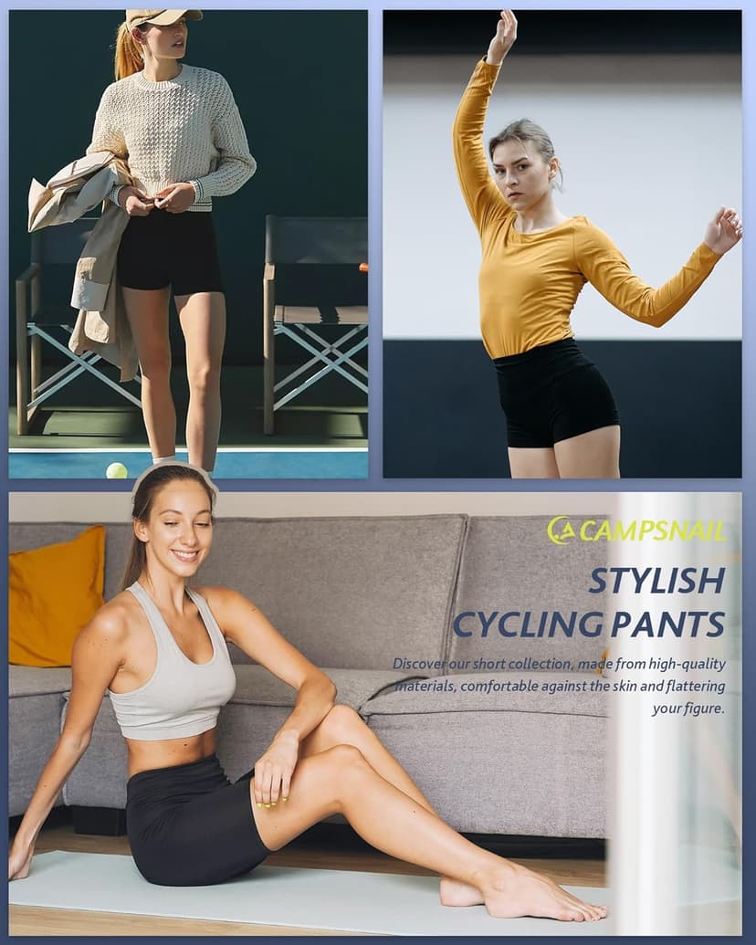 CAMPSNAIL Workout Biker Shorts Women - 3"/5"/8" High Waisted Tummy Control Spandex Booty Volleyball Shorts for Yoga Dance