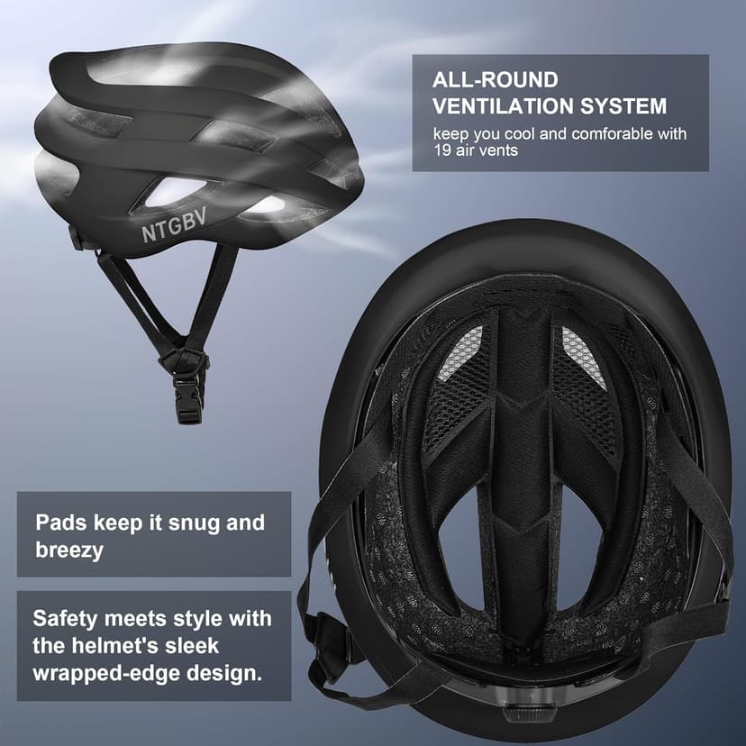 Adult Bike Helmet for Men/Women with Helmet Bag 2 Removable Moisture-Wicking Liners Adjustable Dial Comfort Fit Lightweight Shockproof CPSC 1203 Safety Certified for Road-Ready/Urban-Commute/MTB