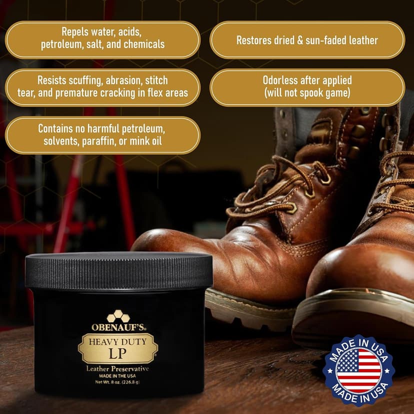 Obenauf's Heavy Duty LP Leather Conditioner Natural Oil Beeswax Formula (8oz)