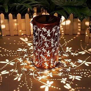 Christmas Gifts For women,Solar Lanterns Outdoor Hanging Lantern Lights, Dragonfly Hollowed-Out Metal Decor Lantern, Waterproof LED Decorative Garden Light - Delicate Garden Decoration for Patio, Yard