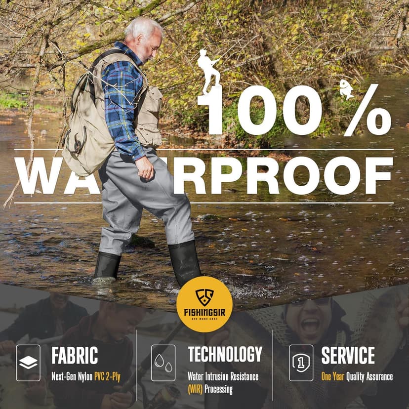 FISHINGSIR Fishing Waders for Men, 2-Ply Nylon/PVC Waterproof Women Chest Wader with Boots, Bootfoot Hunting Waders