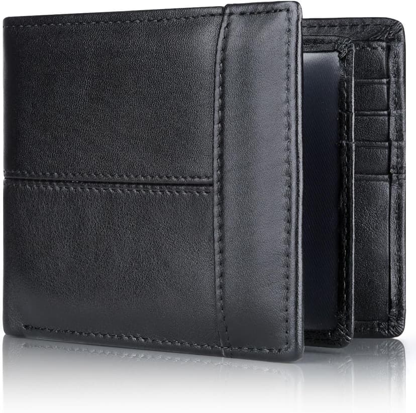 Swallowmall Mens Wallet Rfid Blocking Leather Wallet for Men Bifold Wallets with 1 ID Window 16 Card Slot