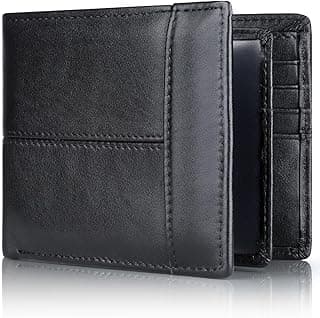 Swallowmall Mens Wallet Rfid Blocking Leather Wallet for Men Bifold Wallets with 1 ID Window 16 Card Slot