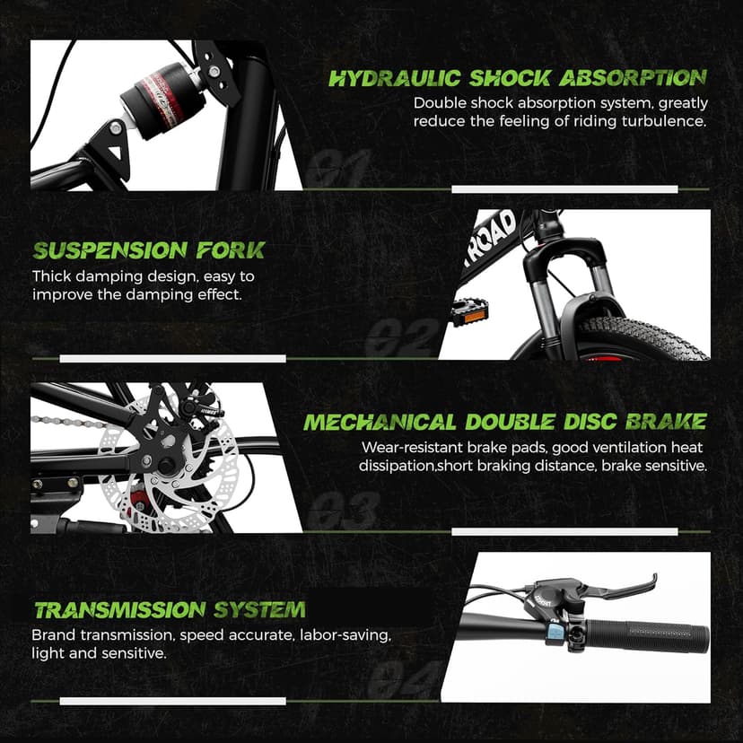 Outroad 26 Inch Folding Mountain Bike, 21 Speed Full Suspension High-Carbon Steel MTB Foldable Bicycle, Dual Disc Brake Non-Slip Folding Bikes for Adults/Men/Women, Black, Orange and Green