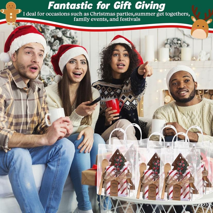 6 Set Christmas Kitchen Gifts Wood Cheese Board Fork Spoon Butter Spreaders Dish Cloth Thank You Card Ribbon and Gift Bags for Merry Christmas Cooking Serving Xmas Utensils Gifts (Reindeer)