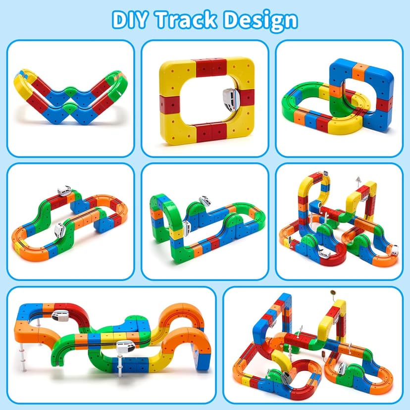 Electric Train Set for Kids, 81 Pcs Building Toy Train Track Gravity-Defying 3D Embedded Layouts & Motorized Car,STEM Gifts for Boys and Girls Ages 4-6 5-7 6-8