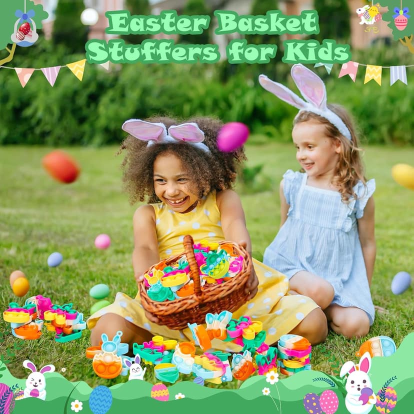 Easter Egg Fillers Basket Stuffers Mini Pop Keychain It Goodie Bag Stuffers Fidgets for Classroom Prizes Kids Party Supplies Easter Pop Fidget Toys Bulk Its Easter Party Favors for Kids 24 Pack Gifts B0DPLXDGMR