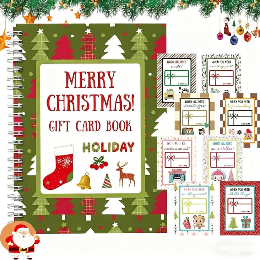 Christmas Stocking Stuffer Christmas Gift Card Book for Adults, Merry Christ-mas Gift Cards, 5x7 Color Spiral Bound Card Book- Surprises On Every Page, DIY Personalized Xmas Gifts for Family, Friends, Students B0FW3QJVR6